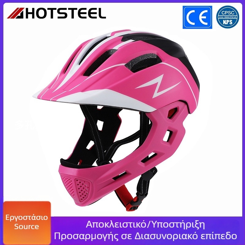 Παιδικό κράνος πλήρους προσώπου για ποδήλατα ισορροπίας, πατίνια και ποδήλατα, με LED φώτα — EPS+PC, unisex, εκτύπωση λογότυπου