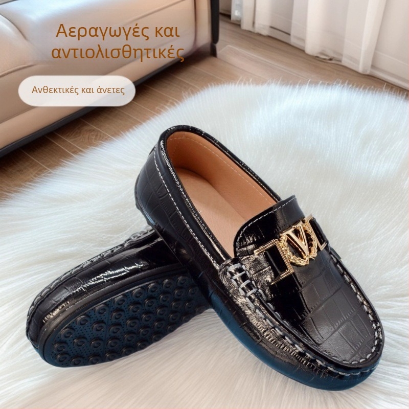Παιδικά δερμάτινα loafers σε κορεατικό στυλ για χορό — διπλό επάνω από βοδινό δέρμα, καουτσούκ σόλα, PU πάτος, χειροποίητη ραφή, αναπνεύσιμος σχεδιασμός