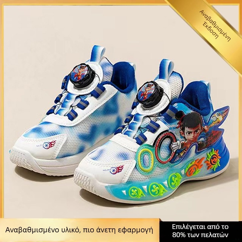 Miracle Tide Nezha Παιδικά αθλητικά παπούτσια για αγόρια, 2026 Άνοιξη–Φθινόπωρο, ελαφριά, διαπνέοντα, με καρτούν μοτίβο