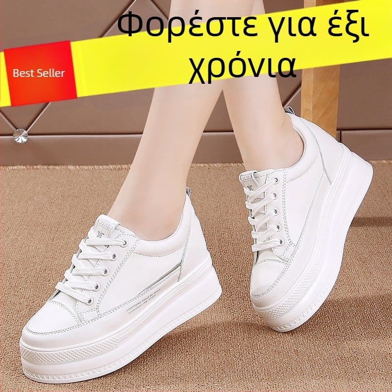 Γυναικείες γνήσιο δέρμα πλατφόρμες με αύξηση ύψους; στρογγυλή μύτη; διπλό επάνω από δέρμα; εμπρός δέσιμο με λουρί; εσωτερικό από συνθετικό δέρμα; πλατφόρμα 6–8 εκ