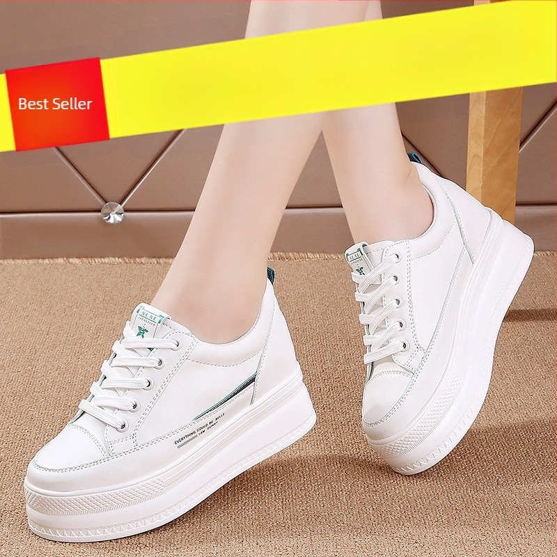 Γυναικείες γνήσιο δέρμα πλατφόρμες με αύξηση ύψους; στρογγυλή μύτη; διπλό επάνω από δέρμα; εμπρός δέσιμο με λουρί; εσωτερικό από συνθετικό δέρμα; πλατφόρμα 6–8 εκ