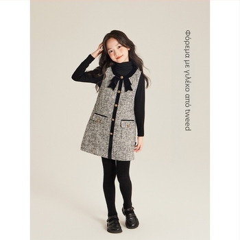 AMYBABY Κοριτσίστικη φούστα – Βαμβακερή φούστα τύπου cake, Chanel-εμπνευσμένο κλασικό στυλ, Χειμώνας 2024, για ηλικίες 3–8 ετών