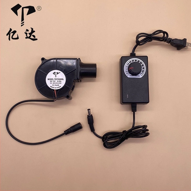 Yida 7530 DC φυσητήρας αέρα, 12V, πλευρική ροή αέρα, PBT, ανεμιστήρας με μέση πίεση