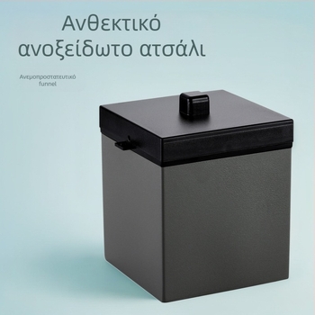 Ανοξείδωτο τασάκι αυτοκινήτου με καπάκι, διπλού επιπέδου, ανθεκτικό στον άνεμο, με χωνί και καπάκι, επίστρωση νανο-ψησίματος