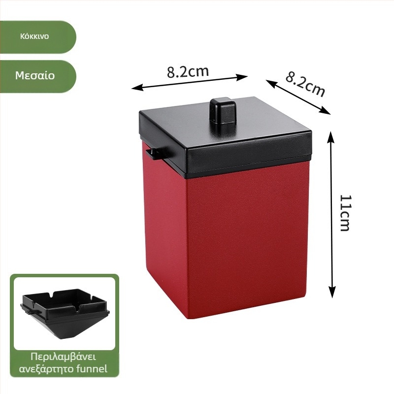 Ανοξείδωτο τασάκι αυτοκινήτου με καπάκι, διπλού επιπέδου, ανθεκτικό στον άνεμο, με χωνί και καπάκι, επίστρωση νανο-ψησίματος