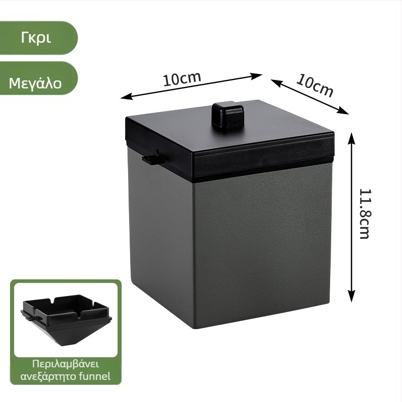 Ανοξείδωτο τασάκι αυτοκινήτου με καπάκι, διπλού επιπέδου, ανθεκτικό στον άνεμο, με χωνί και καπάκι, επίστρωση νανο-ψησίματος