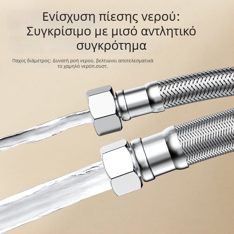 Επεκτεινόμενος σωλήνας από ανοξείδωτο ατσάλι με σπειρωτή σύνδεση, για θερμοσίφωνα και βρύση τουαλέτας, με υψηλή ροή