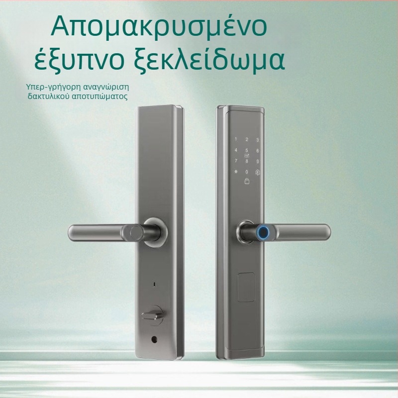 Έξυπνο κλειδί πόρτας διαμερίσματος Z19: αναγνώριση δακτυλικού αποτυπώματος, κάρτα, κωδικός και απομακρυσμένο ξεκλείδωμα; 50 αποθηκευμένα αποτυπώματα, σάρωση <1 s, πάνω από 3000 ξεκλειδώσεις, -20 έως 60°C, Τροφοδοσία DC