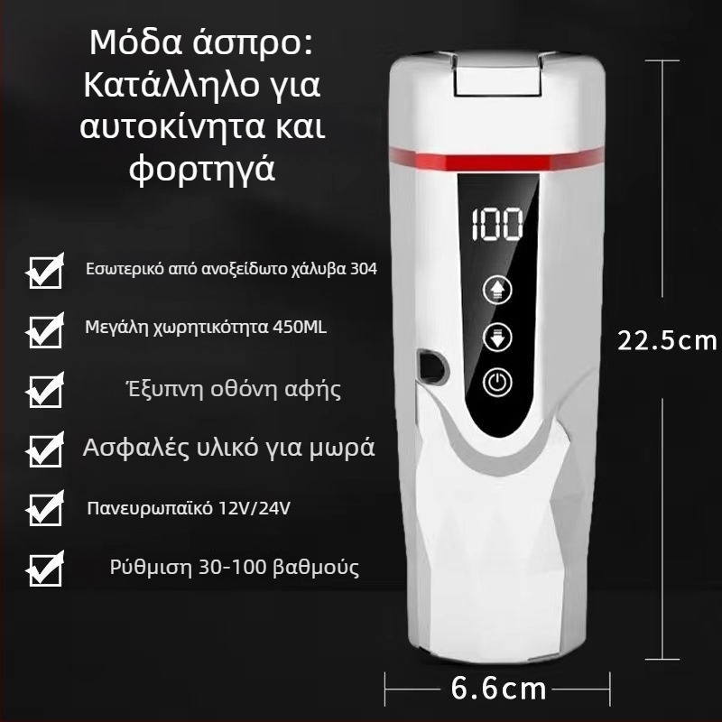 Αυτοκινητικό θερμαινόμενο κύπελλο νερού 12V/24V, ABS, 65–95W, Μοντέλο JZ-6581