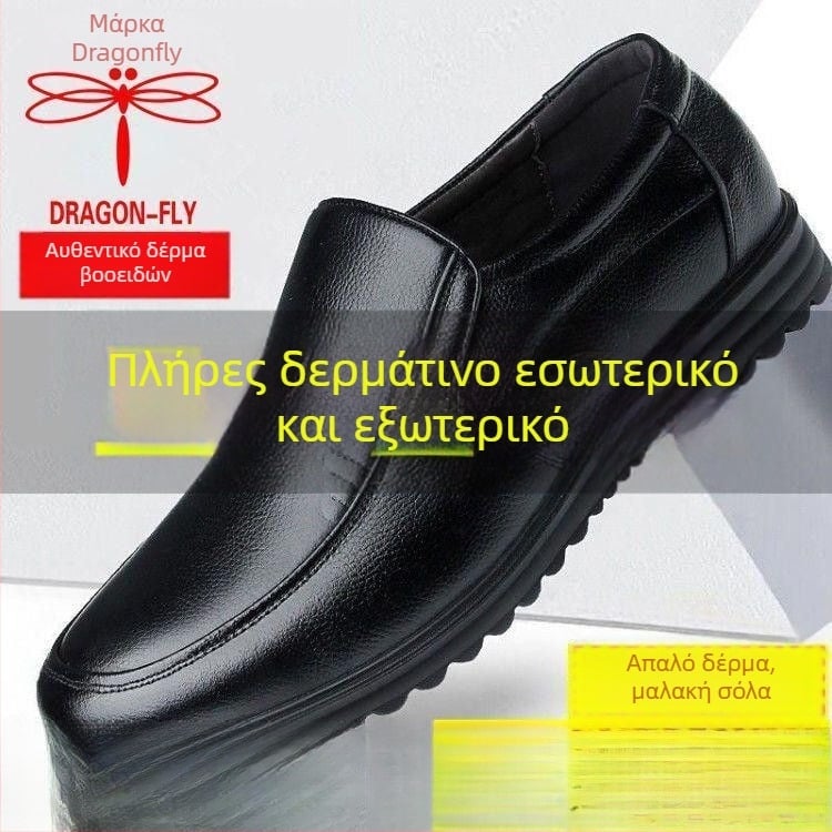 Ανδρικά παπούτσια από γνήσιο κατσικίσιο δέρμα, άνω μέρος από κατσικίσιο δέρμα, σόλα από καουτσούκ, διακοσμητικό μοτίβο φτερού, για ηλικιωμένους άνδρες, κυκλοφορία άνοιξης 2025