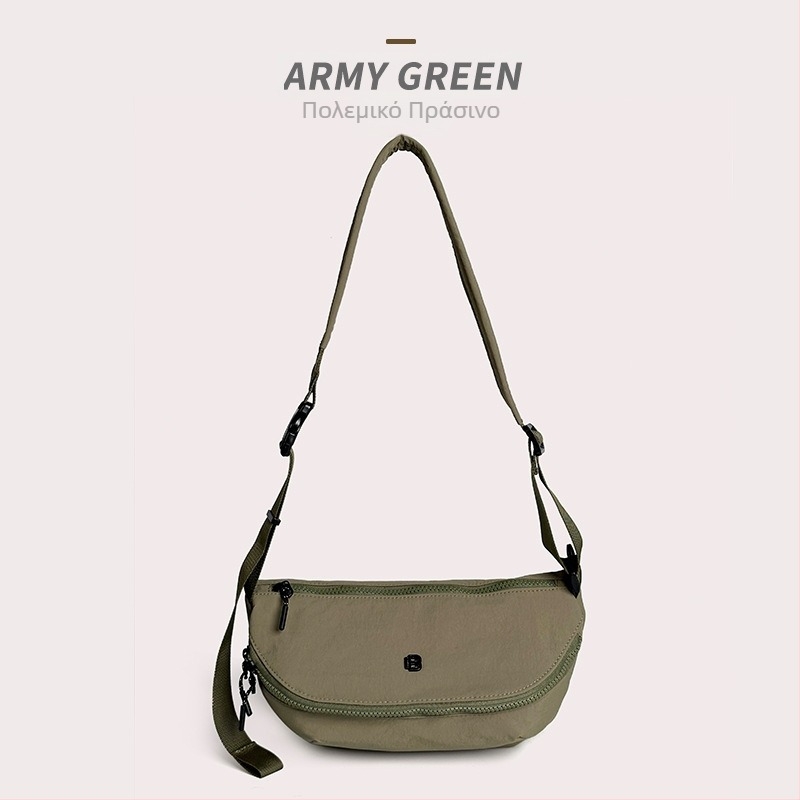Τσάντα crossbody με αστικό στυλ απλότητας, από ύφασμα Oxford, κλείσιμο με φερμουάρ, επένδυση πολυεστέρα, εσωτερικό θήκη με φερμουάρ και δεύτερη θήκη με φερμουάρ