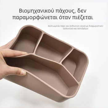 Δοχείο μεσημεριανού από σιλικόνη, τεσσάρων διαμερισμάτων, κατάλληλο για φούρνο μικροκυμάτων, σφραγιζόμενο και φορητό, χωρητικότητα 800–1000 ml