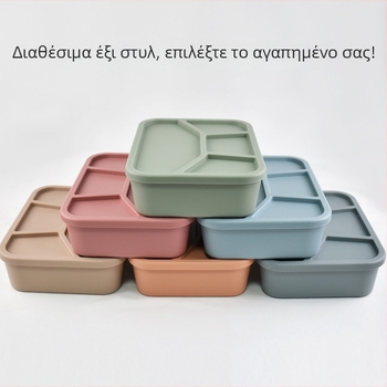 Δοχείο μεσημεριανού από σιλικόνη, τεσσάρων διαμερισμάτων, κατάλληλο για φούρνο μικροκυμάτων, σφραγιζόμενο και φορητό, χωρητικότητα 800–1000 ml