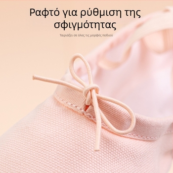 Παιδικά παπούτσια χορού – Καμβά στην επάνω επιφάνεια, Δερμάτινη σόλα, για Μπαλέτο, Μοντέρνο και Τετράγωνο Χορό