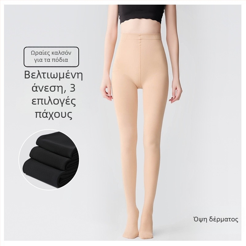 Γυναικείες βελούδινες καλσόν με επένδυση φλίς, παχιές, στενή εφαρμογή, μονόχρωμο ύφασμα, νάιλον 70–80% και σπάντεξ <30%, Χειμώνας 2024