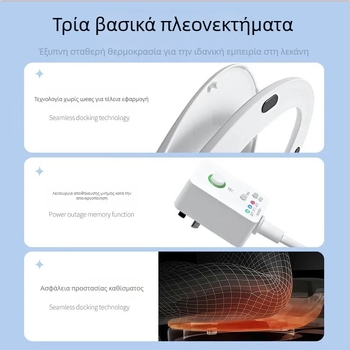 Έξυπνο θερμαινόμενο καπάκι τουαλέτας με άμεση θέρμανση και θέρμανση του δακτυλίου του καθίσματος, PP πλάκα, απόσταση οπών 14, εύκολη εγκατάσταση, καθολικός σχεδιασμός.