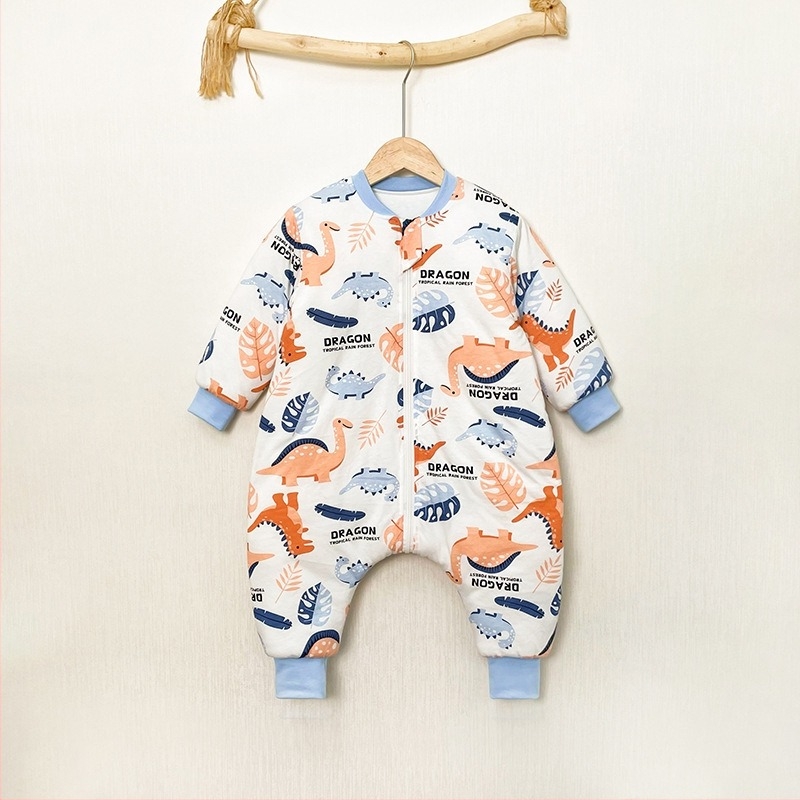 Unisex 100% βαμβακερός επενδυμένος υπνόσακος με διαχωρισμούς ποδιών για παιδιά, χειμώνας-φθινόπωρο, 3–8 ετών, οικιακή ενδυμασία