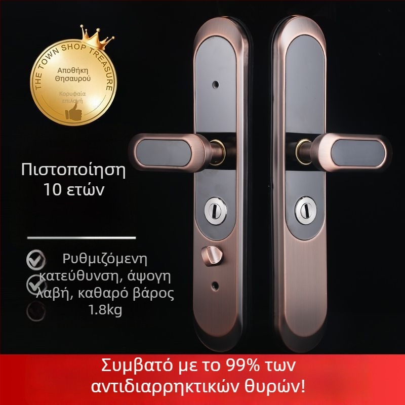 Λαβή πόρτας από ανοξείδωτο ατσάλι με αντιδιαρρηκτικό μηχανισμό, κλείδωμα τύπου σφαίρα, καθολικό πάνελ