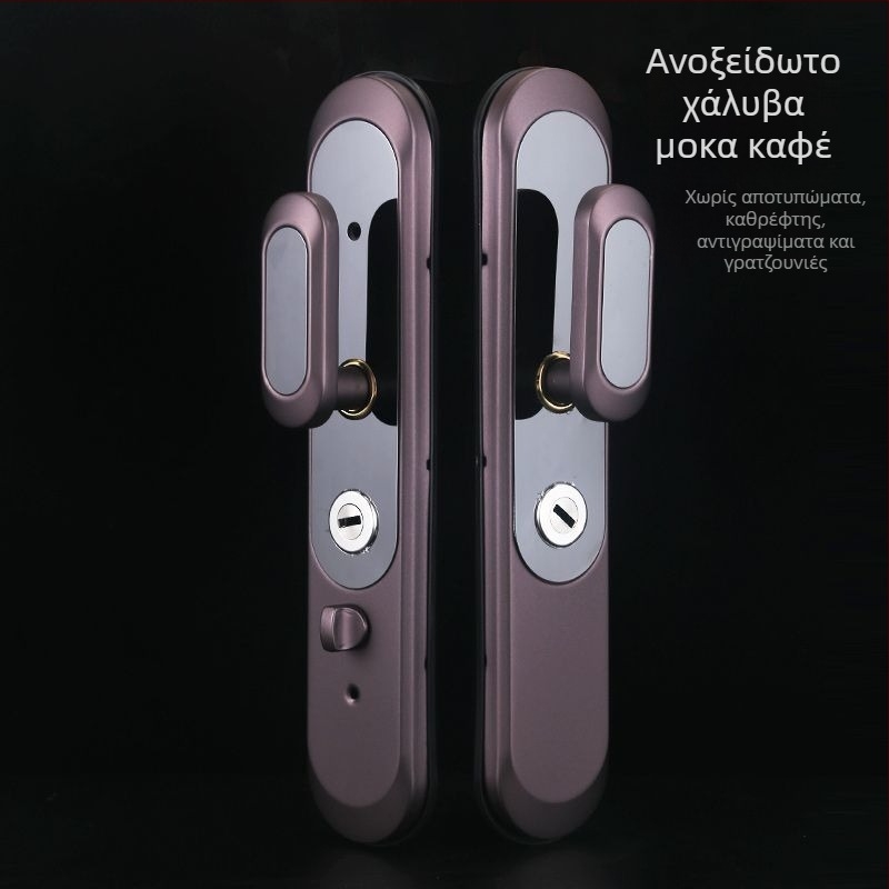Λαβή πόρτας από ανοξείδωτο ατσάλι με αντιδιαρρηκτικό μηχανισμό, κλείδωμα τύπου σφαίρα, καθολικό πάνελ