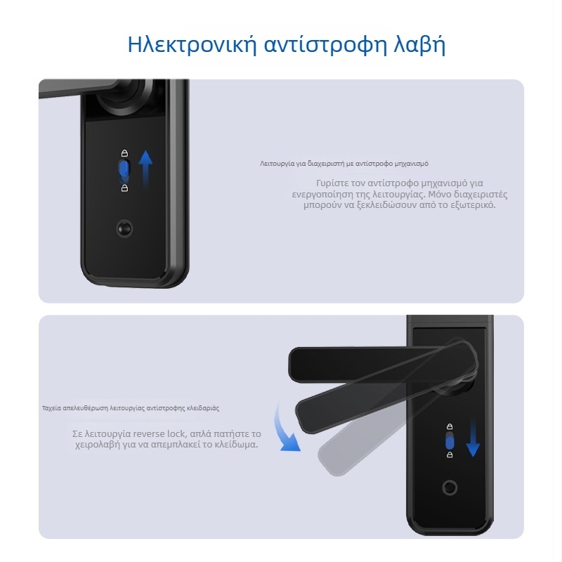 GM1 WiFi Έξυπνη Κλειδαριά Πόρτας με Αναγνώριση Δακτυλικού Αποτυπώματος για Ξύλινες Πόρτες, PIN και Απομακρυσμένο Ξεκλείδωμα