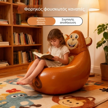 Φουσκωτός καναπές, φορητός και ελαφρύς, PVC με βελούδινη επένδυση, για παιδιά, μοντέλο Ktsf