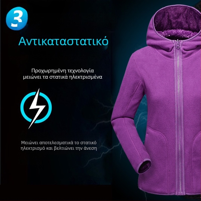 Unisex ζακέτα από coral fleece με κουκούλα για φθινόπωρο-χειμώνα, ζεστή επένδυση πολικό φλις, στυλ cardigan.