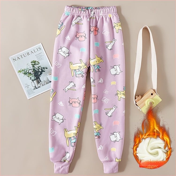 Παιδικά παντελόνια με φλίς για ζεστασιά, επένδυση, ύφασμα Milk Silk, 95% πολυεστέρας, φθινόπωρο-χειμώνα