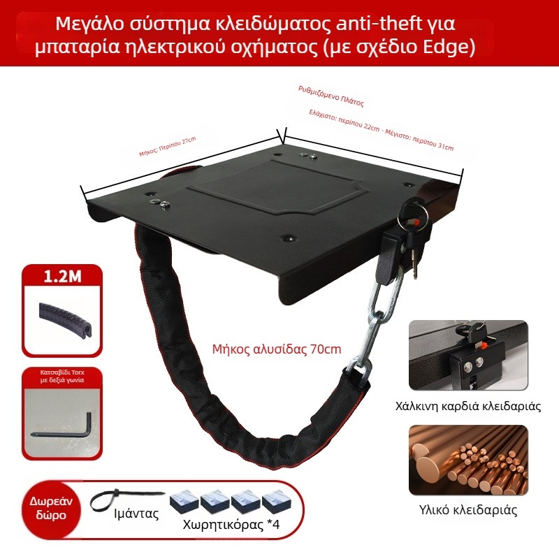 Keyma 508-18 Κλειδαριά καλύμματος μπαταρίας για ηλεκτρικό όχημα, πλάκα από κράμα χαλκού με βαμμένη επίστρωση, προστασία μπαταρίας EV, βάρος 500 g, μοντέρνο και μίνιμαλ στυλ