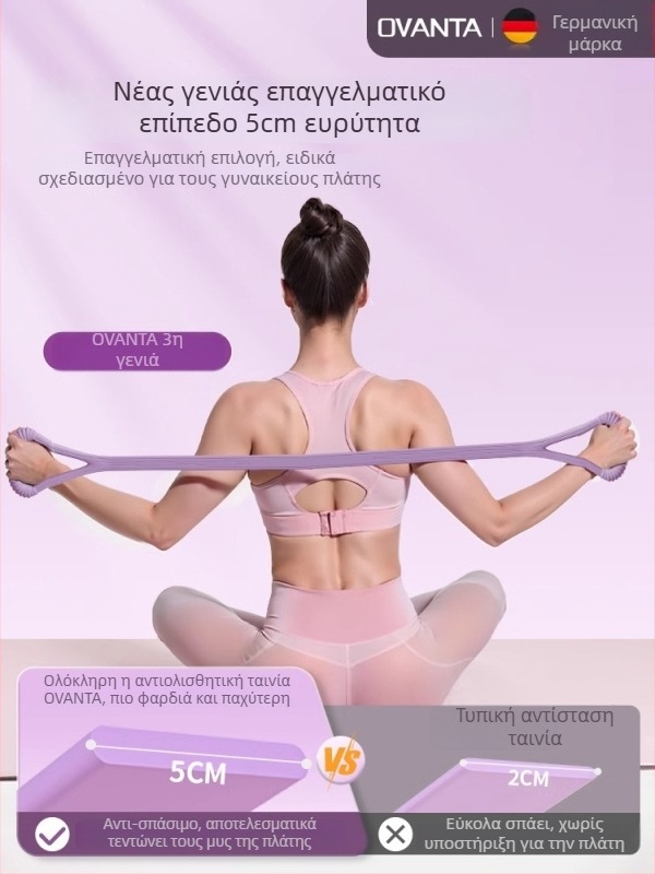 Figure-8 σιλικόνης ταινία αντίστασης – Ovanda Pull Exerciser, εκγύμναση πλάτης, άνοιγμα ώμων, ελαστική ταινία γιόγκα για οικιακή χρήση