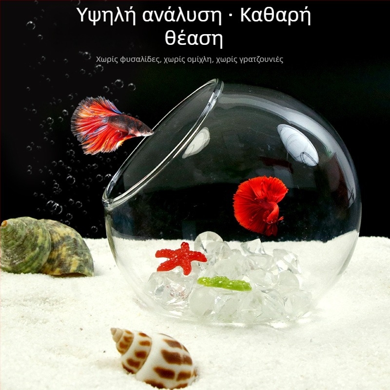 Σετ διακοσμήσεων τοπίου ενυδρείου — γυάλινη κατασκευή; στρογγυλός σχεδιασμός; παρατήρηση και κάλυψη; εξοπλισμός ενυδρείου