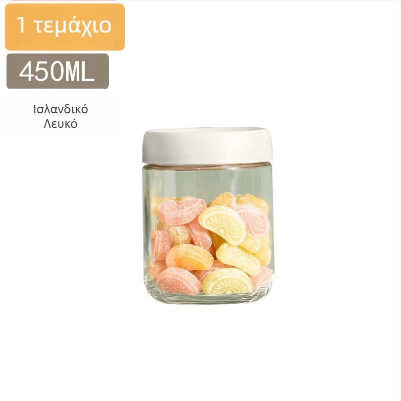 Γυάλινα σφραγισμένα βάζα για συντήρηση τροφίμων, στρογγυλά κοντέινερ κουζίνας, κάτω από 300 ml, μοντέρνος μινιμαλιστικός σχεδιασμός.