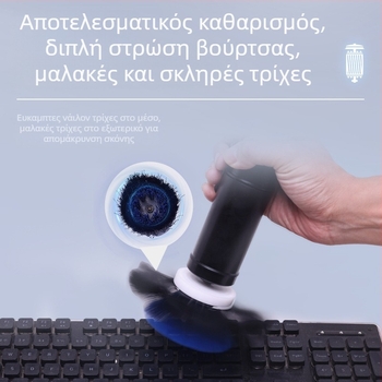 Ηλεκτρική βούρτσα για το πληκτρολόγιο, βαθύς καθαρισμός των κενών ανάμεσα στα πλήκτρα, YM003 από τη Yuming Electric, συμβατή με φορητούς και επιτραπέζιους υπολογιστές, δυνατότητα εκτύπωσης λογοτύπου.