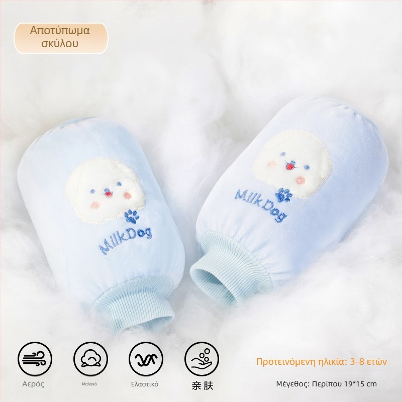 Παιδικά προστατευτικά βραχιόνων από φλανέλ με καρτούν σχέδιο, αντι-βρωμιά, φθινόπωρο-χειμώνας, κεντημένα (Ruiya)