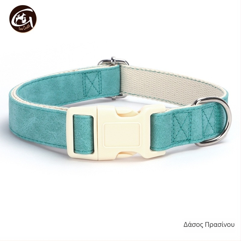 Σετ κολάρου και λουριού για σκύλους από δέρμα, ρυθμιζόμενο, μάρκα Glow Castle / Flash Castle