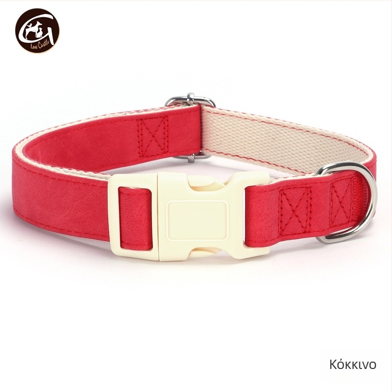 Σετ κολάρου και λουριού για σκύλους από δέρμα, ρυθμιζόμενο, μάρκα Glow Castle / Flash Castle