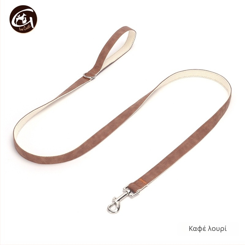 Σετ κολάρου και λουριού για σκύλους από δέρμα, ρυθμιζόμενο, μάρκα Glow Castle / Flash Castle