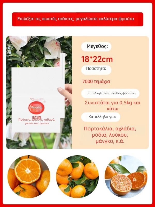Τσάντα συσκευασίας φρούτων εσπεριδοειδών — προστασία από έντομα και πουλιά; Τύπος: φύτευση/οικολογική/προστασία πλαγιάς; Σκοπός: φρούτα εσπεριδοειδή; Μάρκα: Άλλο; Εισαγωγή: Όχι