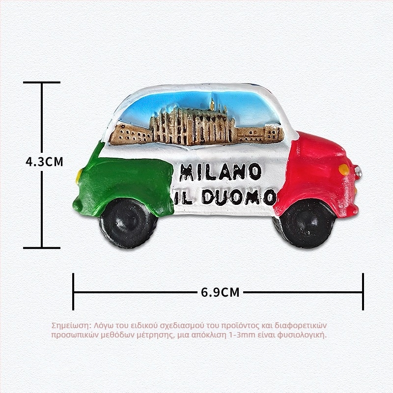 Στικέρ ψυγείου από ρητίνη – Ιταλικής έμπνευσης τοπικά αξιοθέατα, μοντέρνο μινιμαλιστικό στυλ, ταξιδιωτικό σουβενίρ