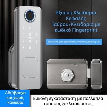 Έξυπνο λουκέτο για πόρτα από ανοξείδωτο ατσάλι με αναγνώριση δακτυλικού αποτυπώματος και κωδικό, αδιάβροχο εξωτερικό (Μοντέλο: G105; Εισαγωγή: Όχι; Επεξεργασία: Όχι)