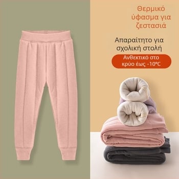 Παιδικά παντελόνια εσωτερικά με φλίς για τον χειμώνα, unisex, μεσαίας μέσης, ύφασμα Derong, 93% πολυεστέρας, ηλικίες 3–8 ετών