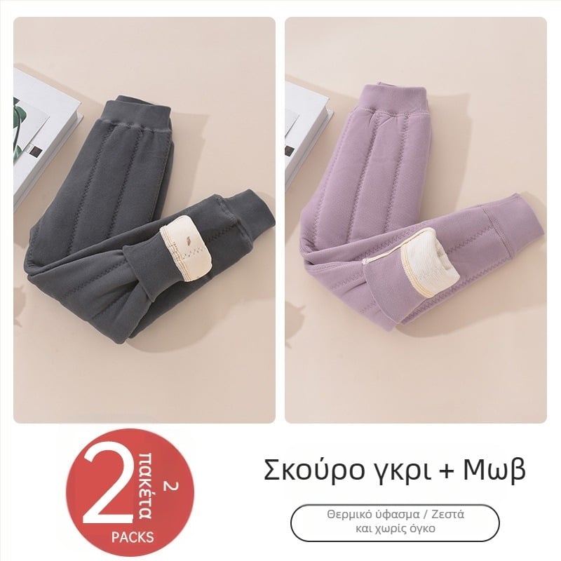 Παιδικά παντελόνια εσωτερικά με φλίς για τον χειμώνα, unisex, μεσαίας μέσης, ύφασμα Derong, 93% πολυεστέρας, ηλικίες 3–8 ετών
