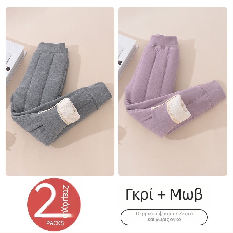 Παιδικά παντελόνια εσωτερικά με φλίς για τον χειμώνα, unisex, μεσαίας μέσης, ύφασμα Derong, 93% πολυεστέρας, ηλικίες 3–8 ετών