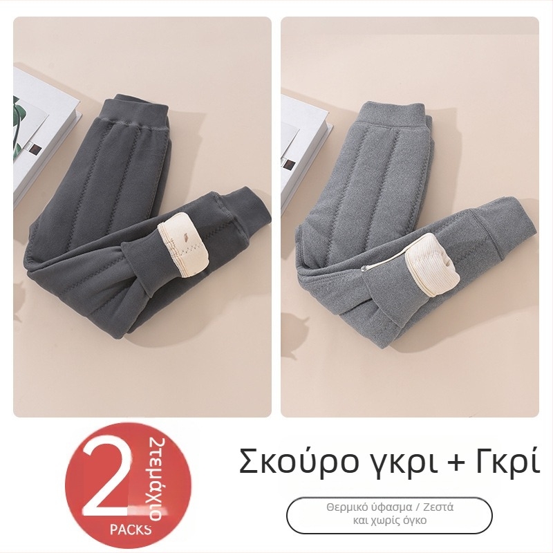 Παιδικά παντελόνια εσωτερικά με φλίς για τον χειμώνα, unisex, μεσαίας μέσης, ύφασμα Derong, 93% πολυεστέρας, ηλικίες 3–8 ετών