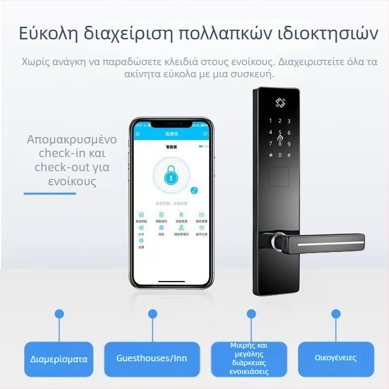 Ξενοδοχειακή έξυπνη κλειδαριά με IC κάρτα, πρόσβαση μέσω κωδικού και αποτυπώματος — αναβαθμισμένη προστασία από κλοπή, δυνατότητα παραμετροποίησης