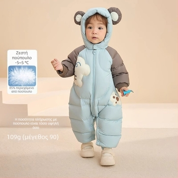 Unisex βρεφικό χειμερινό φορμάκι για το crawling, με κουκούλα, μακριά μανίκια, ίνα ακέτα με πολυεστέρα