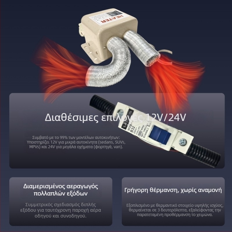 Θερμαντήρας αυτοκινήτου με εγκατάσταση 12V/24V για φορτηγά, αποπαγωτής, ηλεκτρικός θερμαντήρας, ανεμιστήρας θέρμανσης