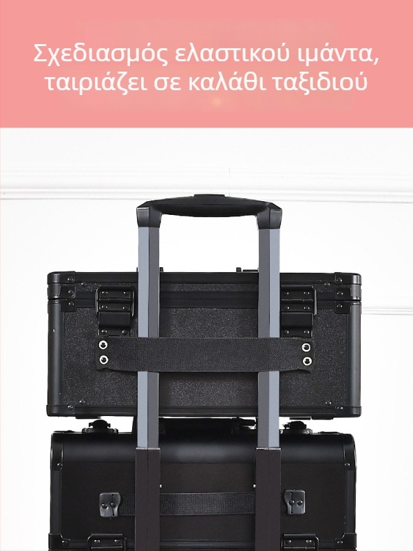 Μεταλλική θήκη καλλυντικών με ενσωματωμένο λαμπτήρα και καθρέφτη, φορητή για οικιακή χρήση, με κλειδαριά