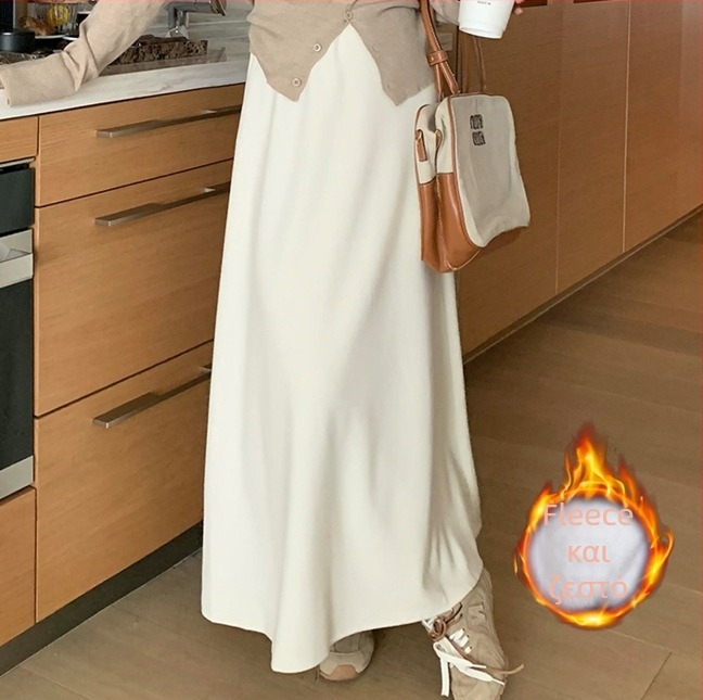 Φούστα Α-γραμμής πλεκτή, χωρίς γιακά, χωρίς μανίκια (Μεσαίου μήκους; Μείγμα κασμίρ-πολυεστέρα)