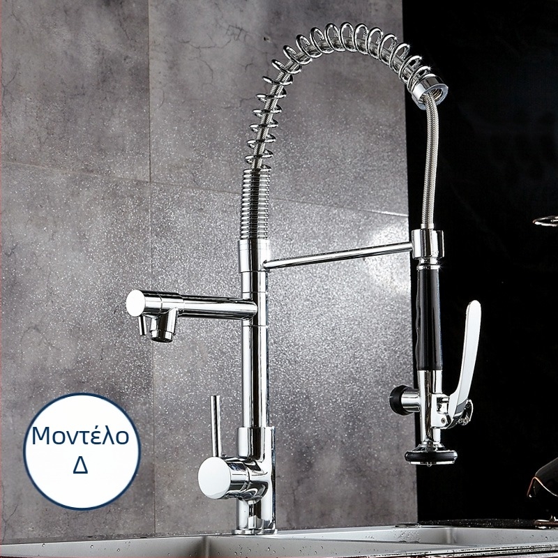 Βρύση κουζίνας με σώμα από χαλκό, κεραμικός πυρήνας βαλβίδας και κατασκευή με διπλό σύνδεσμο