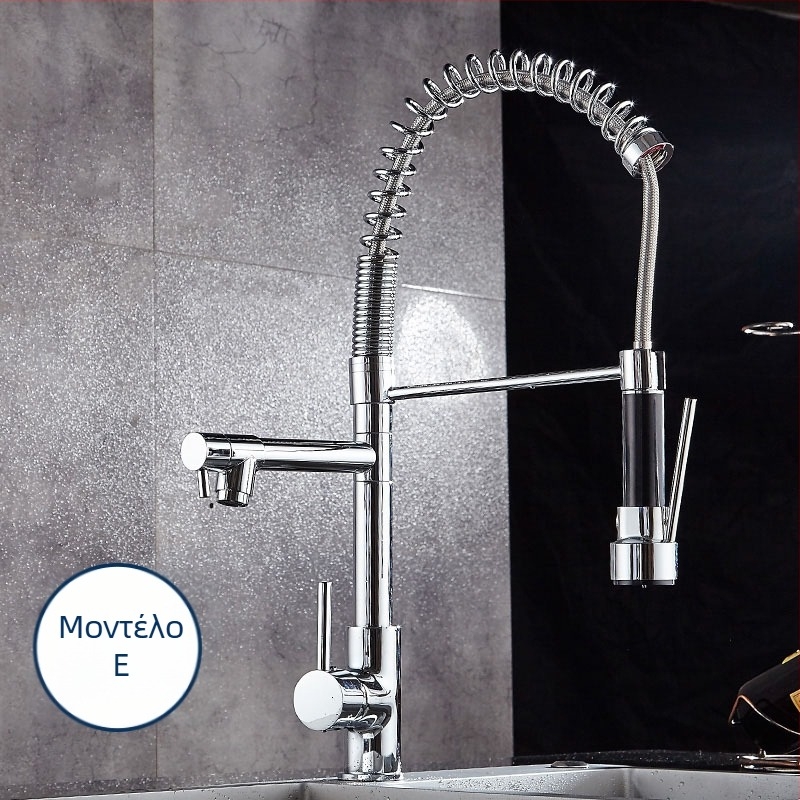 Βρύση κουζίνας με σώμα από χαλκό, κεραμικός πυρήνας βαλβίδας και κατασκευή με διπλό σύνδεσμο